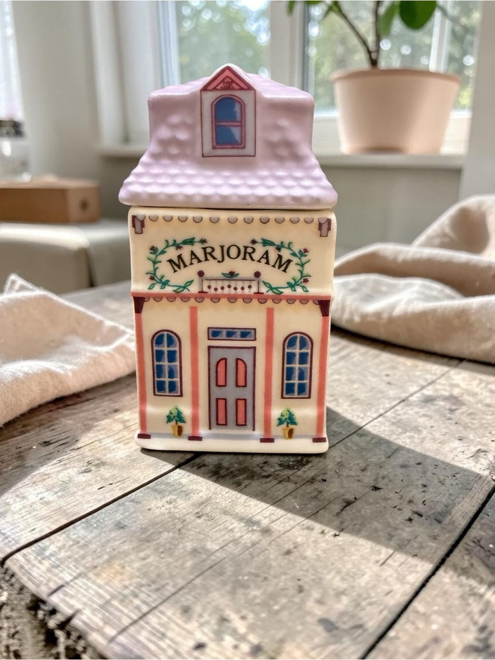 Lenox Spice Village Marjoram Ceramic House Spice Jar